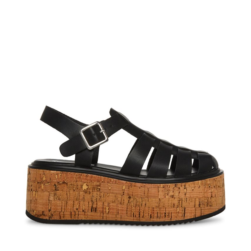 Sandalias de Plataforma Steve Madden Lazlo Cuero Mujer Negras | ES ZC10E6